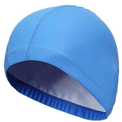 Badekappe wasserdicht Bademütze PU Beschichtet Weiche Badehaube Ohrenschutz Schwimmhaube Schwimmkappe für Herren Damen Lange Kurzes Haar