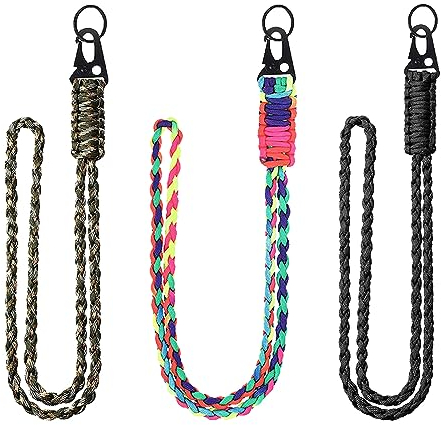 Paracord Schlüsselanhänger, 3 Stücke Schlüsselband mit Karabiner Paracord Lanyard Lang Paracord Key Chain Paracord Lanyard Neck Strap Long Lanyard for Keys ID Mobile Phone Camera
