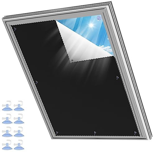 Estor enrollable para ventana de techo, persiana enrollable opaca con resorte, protección solar térmica, revestimiento plateado, cortina opaca sin taladrar para oficina/estudio (compatible con ROTO,