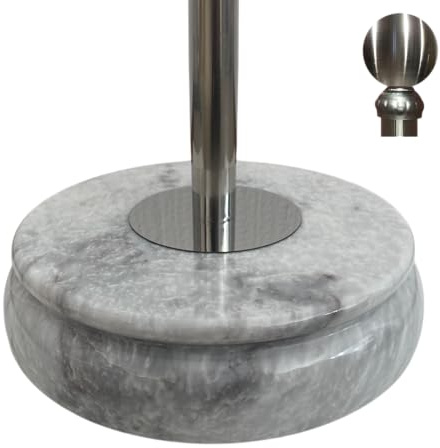Base in marmo bianco e asta bandiera, altezza 3,0 m. Asta portabandiera telescopica in acciaio inox - argento lucido