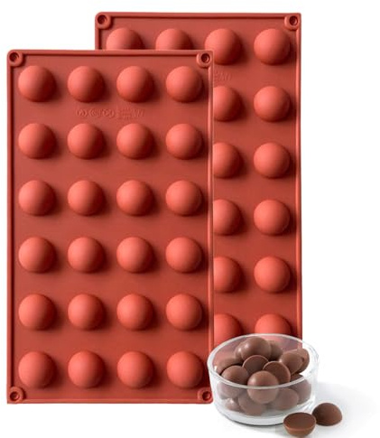 24 Cavity Silicone Moulds Semi Sphere, MKNZOME 2Pcs Semicircle Dome Silicone Chocolate Molds, Silicone Baking Moulds for Making Chocolate, Cake, Jelly, Dome Mousse,Candy,Ice Cream Bombes