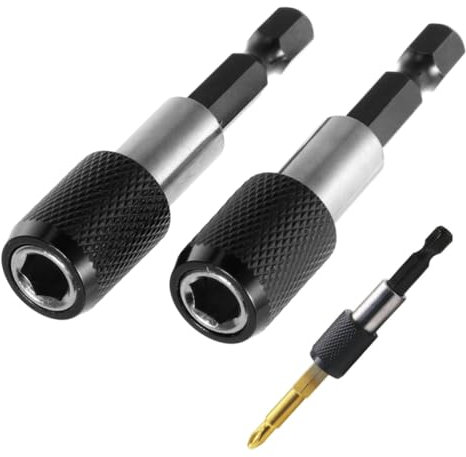 Tofficu Estensione a Sgancio Rapido Da 60 Mm Porta Punte Magnetico 1/4 Prolunga Per Cacciaviti e Trapani Bloccaggio e Magnetico Set Da 2 Pezzi