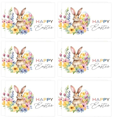 Uzndq Tarjetas de Pascua con sobre, juego de 12 unidades, tarjetas de felicitación de Pascua, tarjetas de Pascua, juego de manualidades Happy Easter