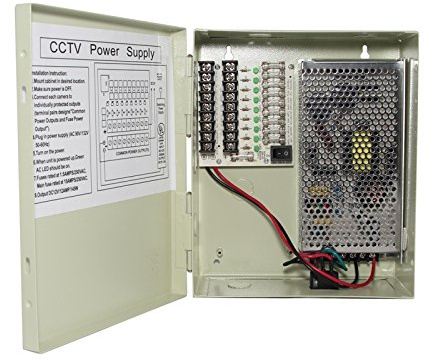 9 Outputs 12 Amp 12V DC CCTV Distribution Power Supply Box for Security Camera, UL Listed