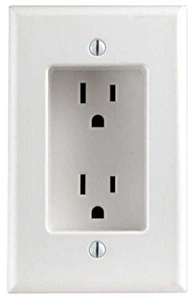 Leviton 689-W 15 Amp 1-Gang Recessed Duplex Receptacle, Residential Grade, with Screws Mounted to Housing, White