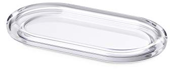 Omada Design Vassoio Biscotti da Tè o Aperitivo, da 21x12 cm, interno colorato e bordo acrilico trasparente, Made in Italy, Linea Crystal, Bianco