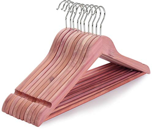 TOPIA HANGER American Red Cedar Wooden Clothes Hangers for Closet 10 Pack