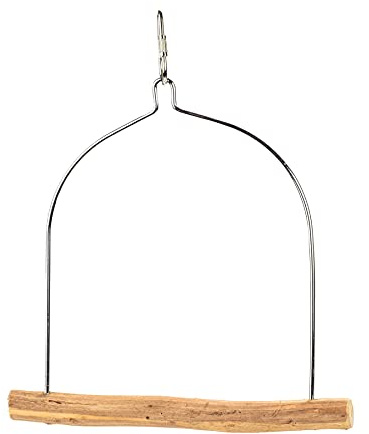 PARROT ESSENTIALS Natural Wood Arch Swing Perch - Wooden Swing for Parrots, Budgie, Cockatiel - Parrot Toy Nest Swing Encourages Foot Exercise - Hanging Toy Pet Swing Mimics Their Natural Habitat