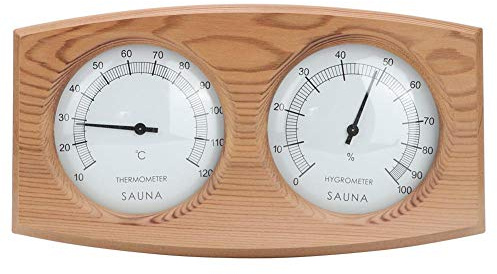 Shopping Pazzo Termometro per Sauna, termometro-igrometro in Legno 2 in 1 Accessori per Bagno Turco