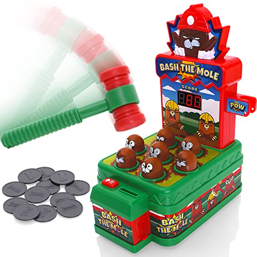 Tevo Whack Game With Hammer - A Mole Bashing Game For Kids - Electronic Kids Board Games - Toys For 3,4,5,6 Year Old Boys & Girls - Classic Arcade Game - Boys Toys Age 3 Plus - FREE Batteries Included