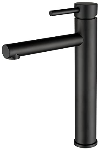 VALAZ Grifo Lavabo Alto Pica Negro Mate Serie Palancia