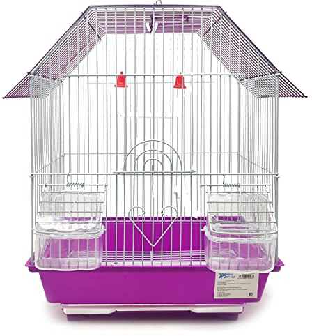 BPS BPS-12003 Vogelkäfig, Wellensittich, Kanarienvogel, mit Futternapf, Tränke, zum Ausruhen, zufällige Farbe