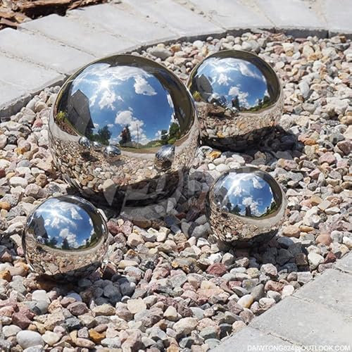 BONAFIDE Reflective Gazing Balls - Stainless Steel Silver Garden Balls, 360 Mirror Polished Spheres, Home Garden Decorations (Silver)_4Pcs