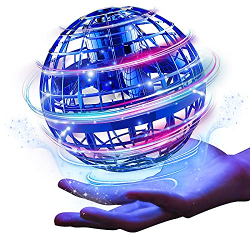 Ciniffo Flying Orb Ball Toy 2025 – Light Up Hand Controlled Boomerang Spinner Mini Drone Toy, Hover Cosmic Globe Ball, Cool Christmas & Birthday Gift for Boys Girls Teens Ages 6+ (Blue)