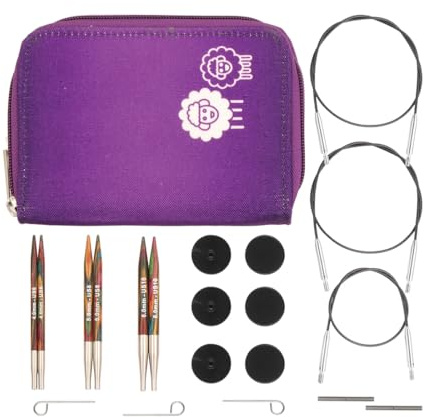 Ensemble d'aiguilles à tricoter circulaires interchangeables KnitPro Symfonie, démarreur, 4,00, 5,00 et 6,00 mm plus accessoires, 26-20660, coloré