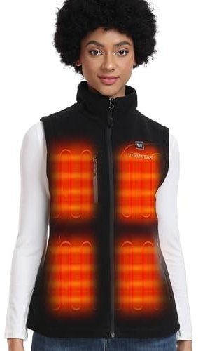 Venustas Women's Recycled Fleece Heated Vest with Battery Pack 7.4V, Lightweight Insulated Heated Fleece Gilet, Heated Body Warmer for Women Winter Outdoor(XL)