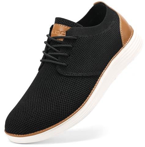 VILOCY Men's Fashion Dress Sneakers Casual Walking Shoes Business Oxfords Comfortable Breathable Lightweight Tennis Zapatos para Hombre Black,US10 EU43