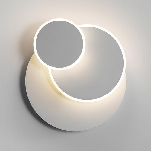 DELIPOP Apliques de Pared LED, 15W Lámpara de Pared Interior Moderna Giratorio 350°, Luz de Aluminio Acrílico Iluminación 3 EN 1 para Habitación, Dormitorio, salón, pasillo, 4500K Luz Natural