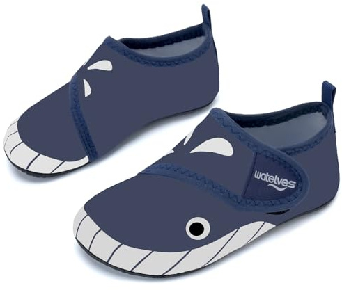 WateLves Badeschuhe Strandschuhe Schwimmschuhe Wasserschuhe Junge Baby Aquaschuhe Schnell Trocknend Barfuss Schuh für Kinder Beach Pool（Wale Dunkelblau 22/23）
