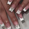 Goiern press on nails lang,Extra Long Clear Fake Nails Square Acrylic fake nägel French,künstliche nägel Für Frauen und Mädchen,Weiß