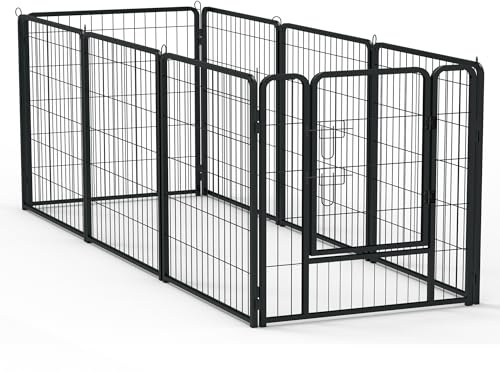 FIVMEN Lot de 6 enclos pour chiens avec portes et ancrage au sol - Modulaire - 65 x 80 cm - En métal - Pour chiots, chiens, chats, lapins, enfants