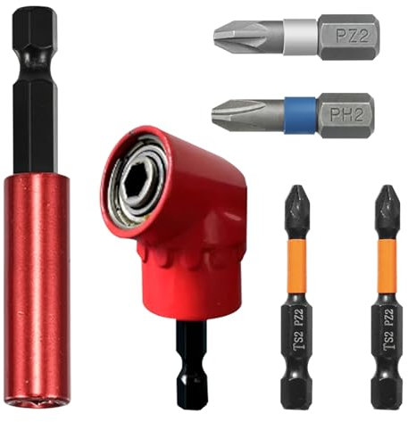 Yuiturt 105° Right Angle Drill Screwdriver Bit Set, 1/4'' Hex Shank Right Angle Drill Adapter Attachment, with PZ2 & PH2 Screwdriver Bits and Bit Holder for Tight Corner Workspace Magnetic Extension