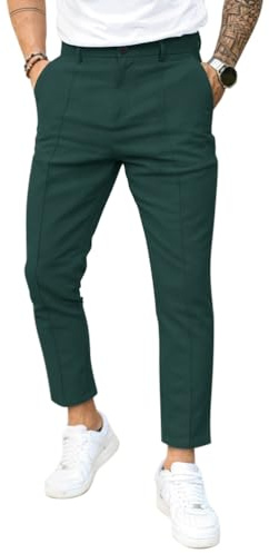 Oanviso Pantalon de Costume pour Homme Couleur Unie Pantalon avec Plis et Poches Business Formelle Pantalon Décontracté Pantalon de Bureau Classique Coupe Ajustée Pantalon