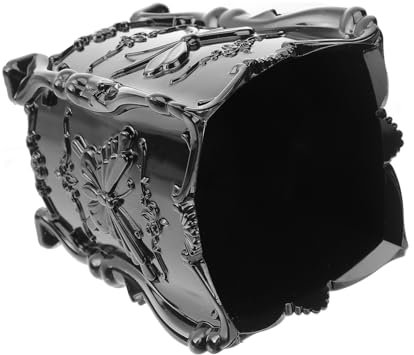 Soporte para brochas de maquillaje gótico, elegante organizador acrílico vintage para cosméticos, bolígrafos y lápices, diseño decorativo de tallada en negro para almacenamiento en