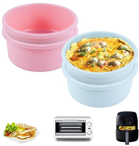Qivine Mini muffinsform silikon, 4 stycken bakformar, silikon, muffinsformar, airfryer återanvändbara, silikonmuffinsform, varmluftsfritös, muffin för cupcake, kräm, pudding