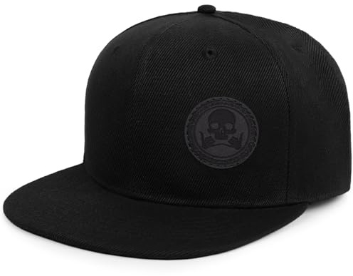Chicken Noodles Flat Brim Hats for Men - Gothic Style Skull hat Leather Pattern - Hip-Hop Snapback Hat Skeleton Hats for Men-Skeleton