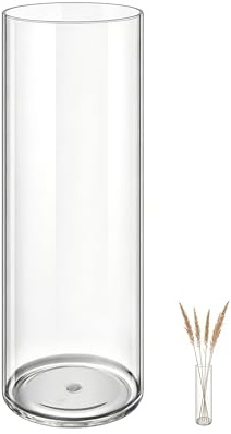 MELEJIA Vasi in Acrilico Rotondo Trasparente, Vaso Indistruttibile Leggero - Diametro 10cm x Altezza 40cm, Vasi Trasparente Resistente per Fiori Freschi/Finti, Decorazione Interna/Esternea
