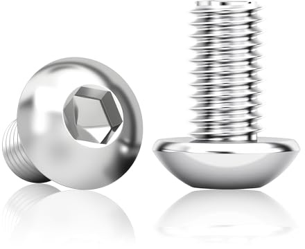 Lurendal 120 pezzi Viti a testa bombata M4x10 mm a esagono incassato 304 in acciaio inox, viti a testa cilindrica M4 in acciaio, viti a testa piatta filettate complete per montaggio mobili in legno