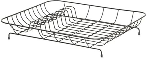 SELECT TRADER Wire Black Dish Drainer & Plate Rack_W33xL40xH7cm, Rust Proof, Multi-Purpose Rinse Basket for Pots, Bowls, Plates & Utensils, Sink Drainer Rack Space Saving