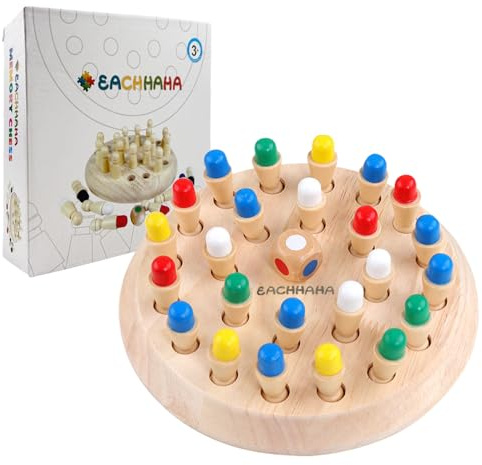EACHHAHA Montessori Toys,Memory Chess Game,Travel Games for Age 3+ | Enhance Color Cognitive with 24 Colored Chess Pieces, Board Games for 3 4 5 6 Years Old Boys Girls