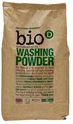 Bio-D Concentrated Non Bio Laundry Washing Powder 2kg | 33 Washes | Fragrance Free | Tough on Stains | Eco Friendly | Allergy Friendly | Gentle on Sensitive Skin | Vegan | Cruelty Free