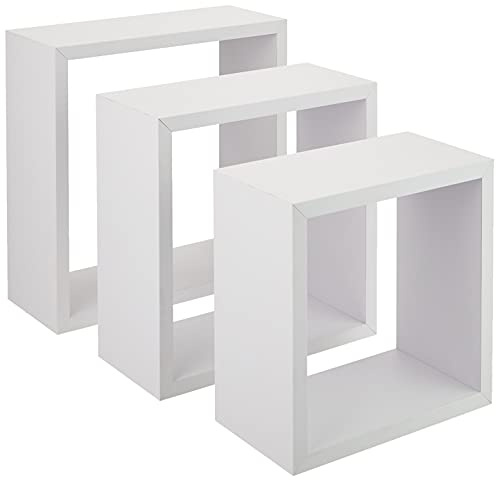 Modul'Home 6RAN789BC - Mensole a cubo, in MDF, 11,8 x 30 x 30 cm, Pannello MDF, Bianco, 3 Taglie 23 cm/26,5 cm/30 cm