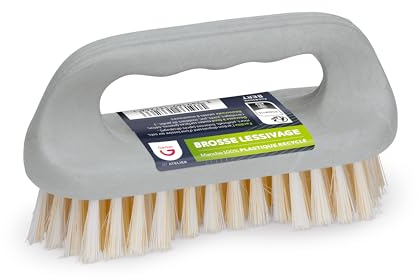 Brosse de Nettoyage – Pour Nettoyer, Récurer Désincruster ou Lessiver tous supports – Manche 100% Plastique Recyclé – Made in France
