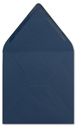 25 Stück Briefumschläge in Dunkel-blau - Quadratisch 14 x 14 cm - Nassklebung - Spitze Verschlussklappe - ideal für Weihnachten, Hochzeit & Einladungen - Glüxx-Agent