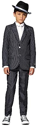 Suitmeister Boys Suit - Halloween 1920s Gangster Pinstripe Suit - Black