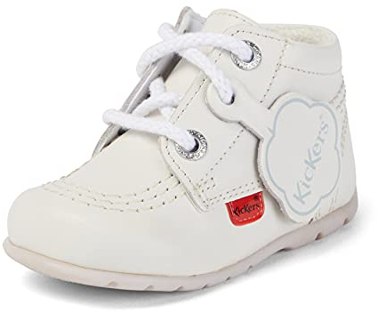 Kickers Unisex Baby Kick Hi Ankle Boots with Zip | Extra Flexibility For | Easy On And Off, White, 3 UK Child