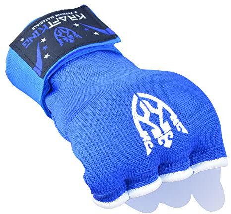 Kraftking Boxbandagen Innenhandschuhe mit Handgelenkgurt Handgelenkbandagen innere Grappling Trainingshandschuhe (L, Blau)