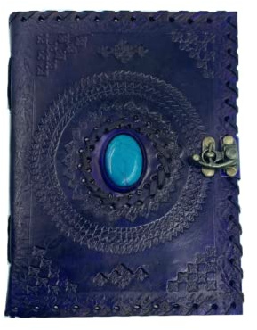 OVERDOSE Diario In Pelle Viola Mundra Stone Con Chiusura A C In Ottone - Rilegato In Pelle Di Carta Sfoderata Fatta A Mano | Quaderno Di Schizzi E Taccuino - 6 x 8 pollici | 15 x 20 cm | A5