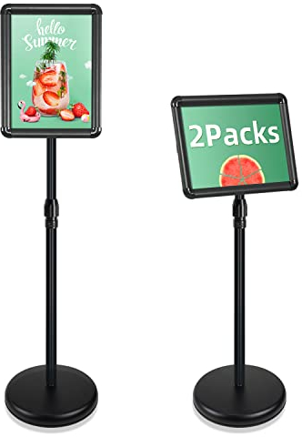 Mutualsign 2 soportes para carteles A4, soporte para carteles, publicidad, marco a presión, para bodas, espectáculos, exhibición, publicidad, ventas (negro)