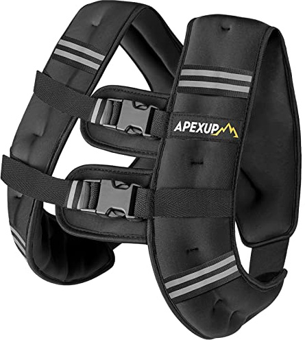APEXUP 15lbs Weighted Vest Men Women, Weight Vest for Women Workout Equipment for Strength Training Running (Black)