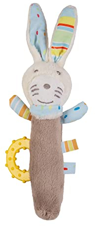 Baby-Nova Stabgreifling aus weichem Stoff für Babys und Kleinkinder - Motorikspielzeug mit Beißring - Babyspielzeug für Junge und Mädchen zum Spielen und Schmusen - Hase