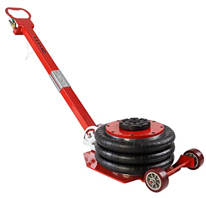 HENGMEI Pneumatischer Wagenheber 3T, 6600 Ibs Rangierwagenheber Luftheber Aufblasbarer Hubhöhe Airbag Luftwagenheber Druckluftwagenheber Dreifachbeutelluftheber (Langem Griff)