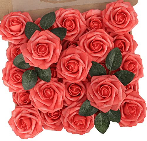 N&T NIETING 25 Flores Falsas, Rosas de Espuma con Tallos para Bricolaje, Boda, Dama de Honor, Ramos de Novia, centros de Mesa, Fiesta, decoración del hogar, Baby Shower