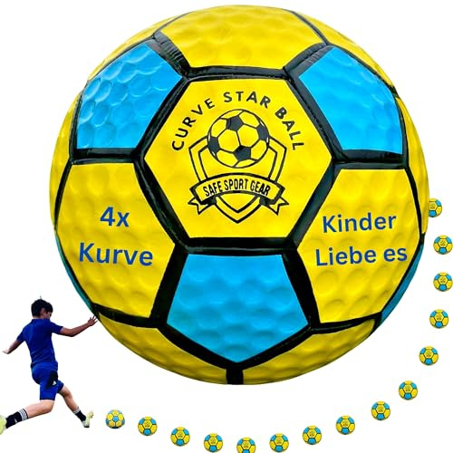 Safe Sport Gear Curve Star Football – Curva i Tuoi Colpi Come un Professionista con Questo Divertente Regalo per Bambini – Fantastico Pallone da Calcio Leggero Taglia 5 per Bambini (Gialla)