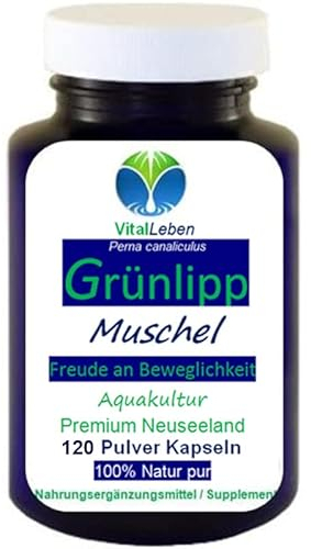 Grünlipp 120 Kapseln Grünlippmuschel Omega-3 & GAG Grünlippmuschelpulver Gelenknahrung für Freude an Beweglichkeit. OHNE Zusatzstoffe 25776-120