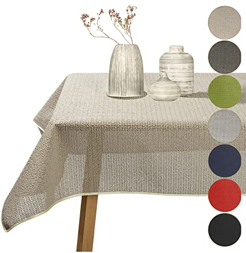 Gartentischdecke geschäumt eckig rund oval wetterfest rutschfeste Weichschaum Tischdecke abwaschbar Garten Balkon Outdoor Camping (Beige, 130x220cm (BxL))